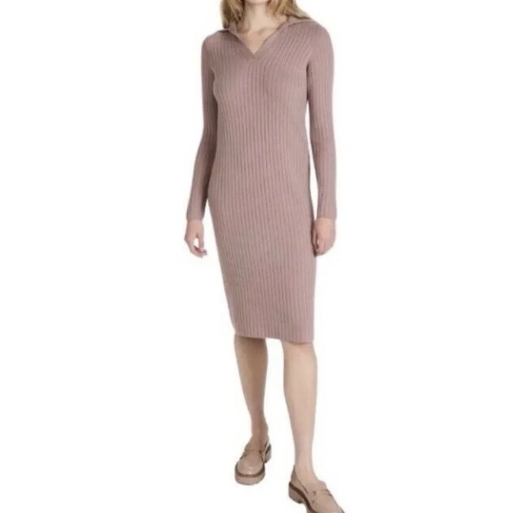 Vince Cashmere Ribbed Knit Sweater Dress Size S Mauve - Picture 1 of 4
